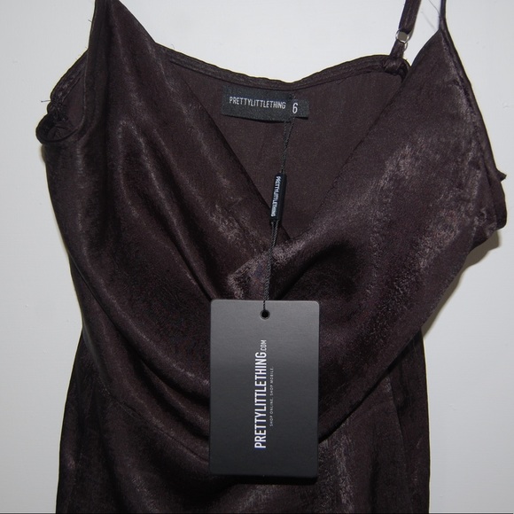 *NWT* PrettyLittleThing Black Satin Mini Dress - Picture 3 of 4